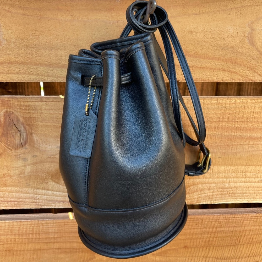 🖤Vintage 90s Authentic Coach Bixby Sling 9984 Black Leather Backpack Drawstring